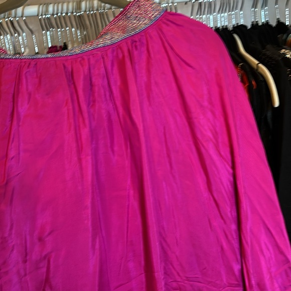 Anthropologie, NWT - Silk Fushia Skirt with delicate beaded waist, Sz M ($258) - Picture 8 of 9